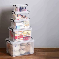 simple transparent plastic storage box student sundries cosmetics childrens toy storage box with lid storage box household item