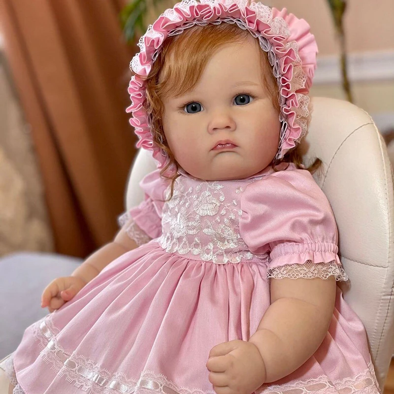 

60CM Reborn Baby Doll Charlltte with Rooted Long Curly Hair High Quality Hand Paint Multiple Layers with Visible Veins