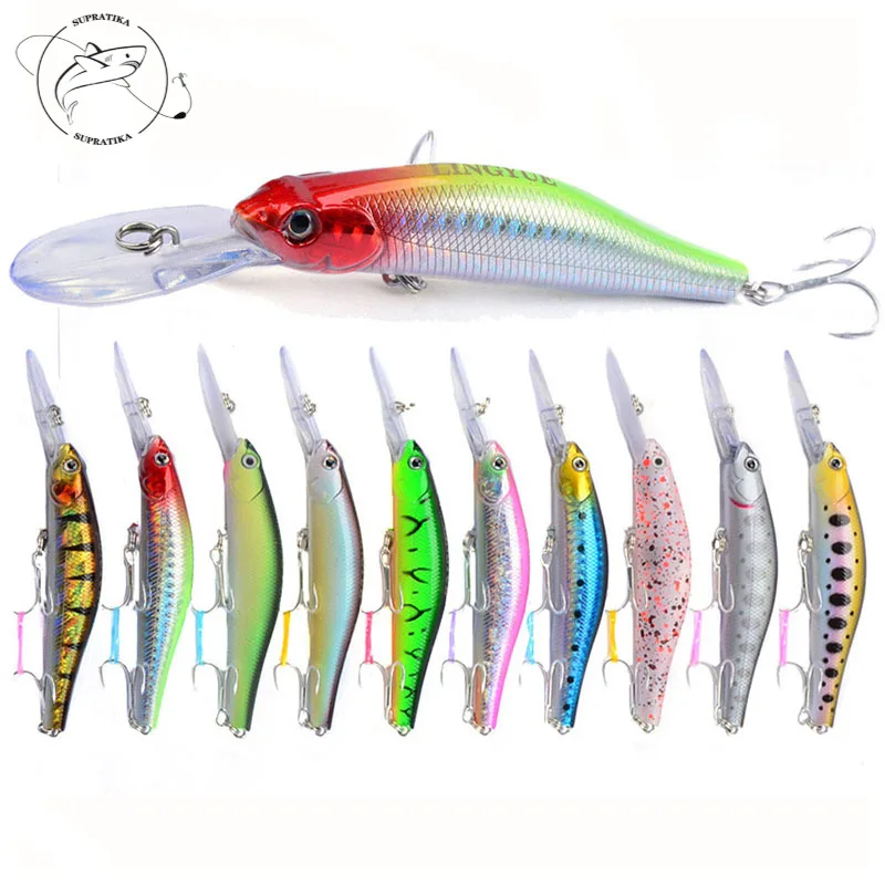 

10Pcs/set 12cm/13.4g Artificial ABS Plastic Long Mouth Hard Bait 3D Eye 6# Hook Bionic Bait Sea Fishing Lure Outdoor Lake