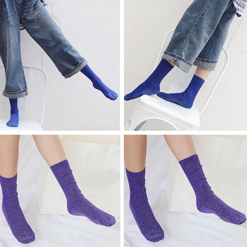 2020 весна осень блестящие Женские Простые Носки модные художественные женские