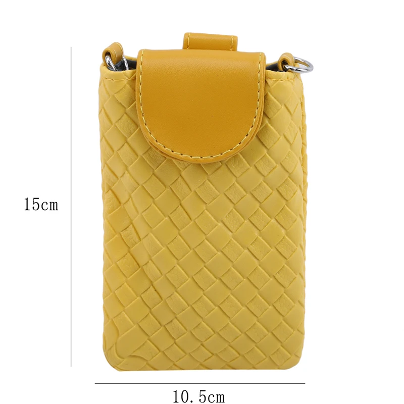 

2021 Fluorescence Colors Women Mobile Phone Bags Fashion Small Change Purse Female Woven Buckle Shoulder Bags Mini Messenger Bag