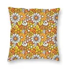 Квадратная наволочка в стиле ретро 70-х, с оранжевым цветочным узором, украшение в стиле середины века, наволочка в богемном стиле для автомобильной подушки