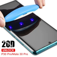 uv liquid full glue tempered glass for huawei mate 40 30 20 pro clear curved screen protector for huawei p30pro p40 pro uv film