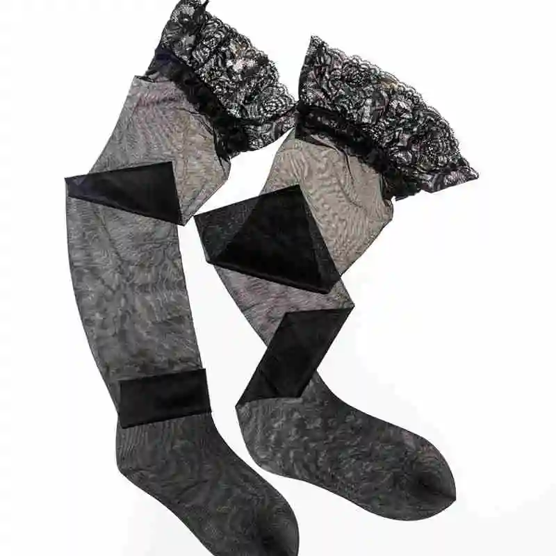 15D женские высокие нейлоновые чулки до бедра силиконовый кружевной топ выше