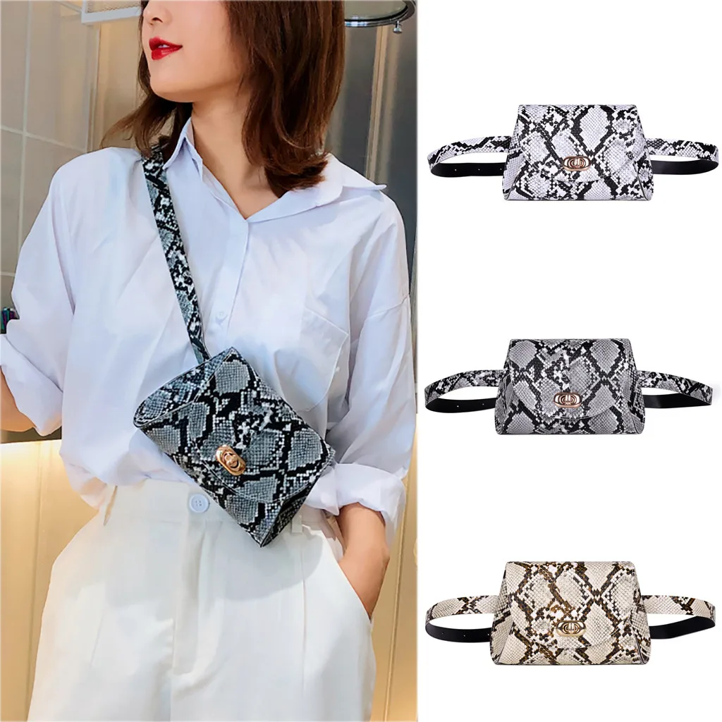 Сумка на пояс со змеиным принтом женская сумка из искусственной кожи поясная для