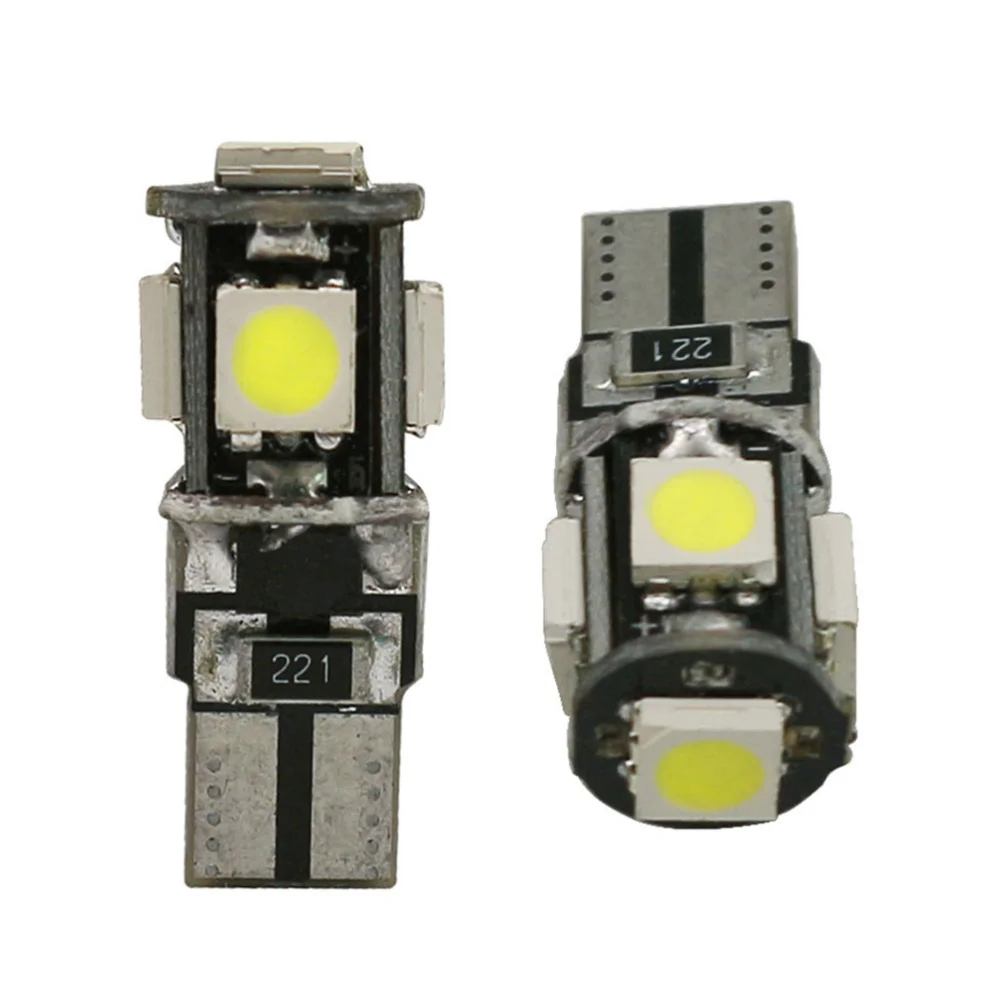 

10pcs W5W T10 5050 5SMD 1W LED Car Reading License Plate Lamp Bulbs Pack High-brightness Bead Wide-angle Illumination Light
