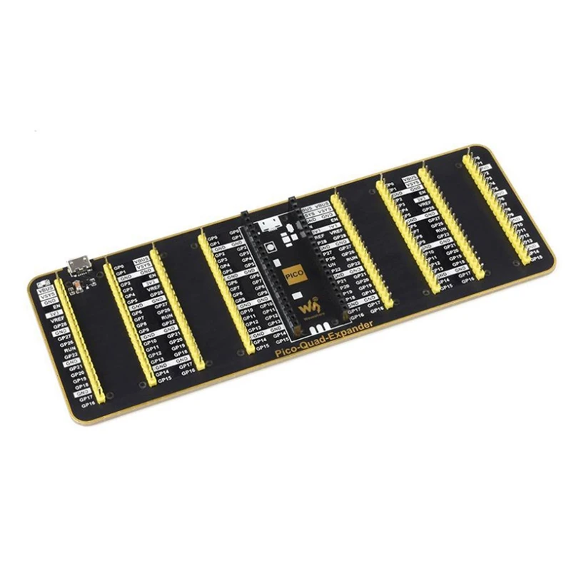 

Waveshare Quad GPIO Expander for Raspberry Pi Pico, Four Sets of 2X20 Male Headers for Connecting More Expansion Modules