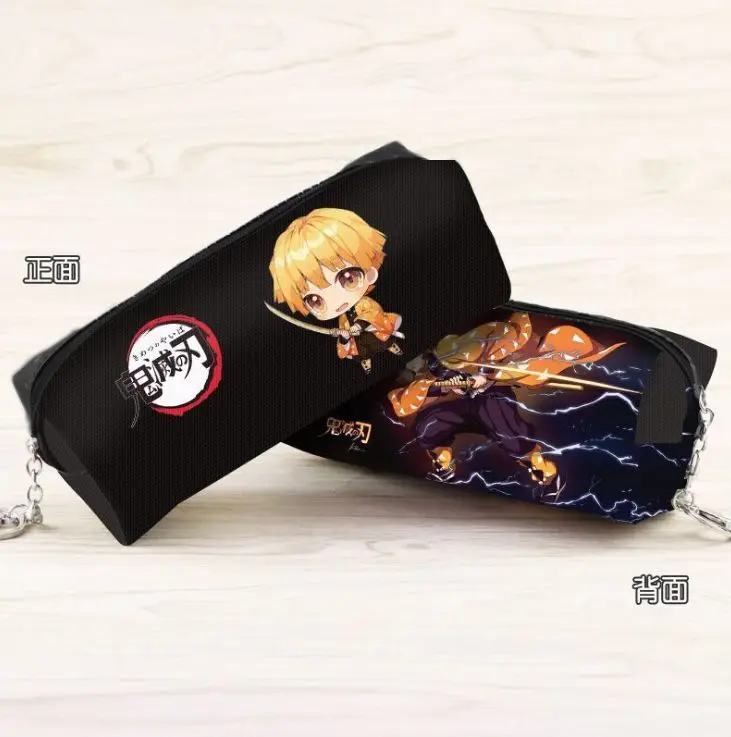 

Anime Demon Slayer: Kimetsu no Yaiba PU Leather Pencil Bag Agatsuma Zenitsu School Storage Bag Zipper Cosmetic Bag