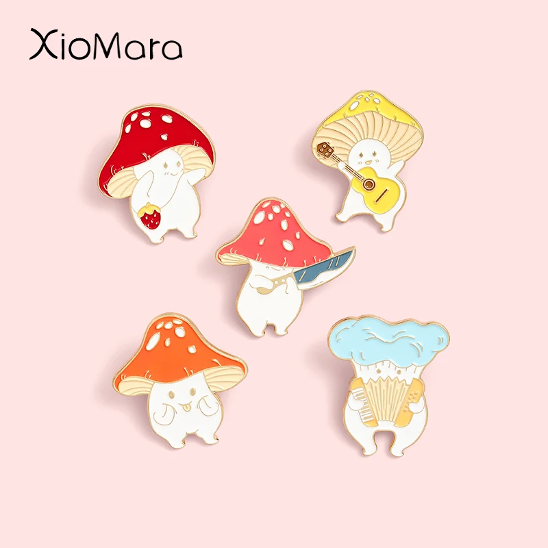 

Mushroom Elf Family Enamel Pins Cute Fairy Tale Fashion Brooches Lapel Badges Wholesale Cartoon Pin Jewelry Gifts for Friends