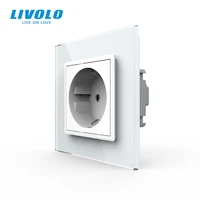 livolo eu standard power socket white crystal glass panel ac 110250v 16a wall power socket vl c7c1eu 11no logo