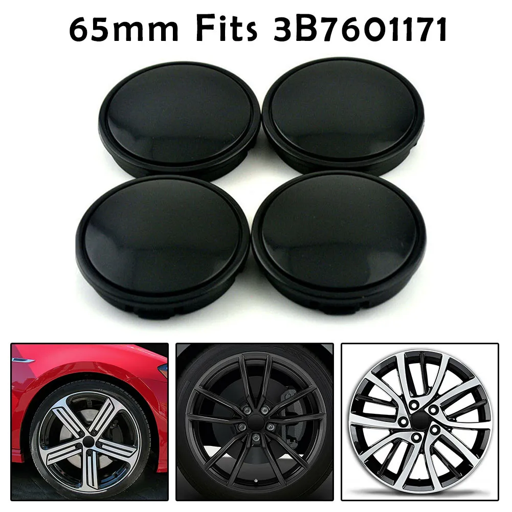 

100% Brand New Wheel Hub Center 4PCS Black Fits: 3B7601171 Replacement