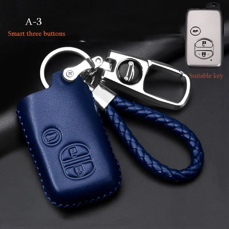 Коровьей кожаный чехол для автомобильных ключей Toyota Highlander Land Cruiser 200 Prado150120 Camry Reiz