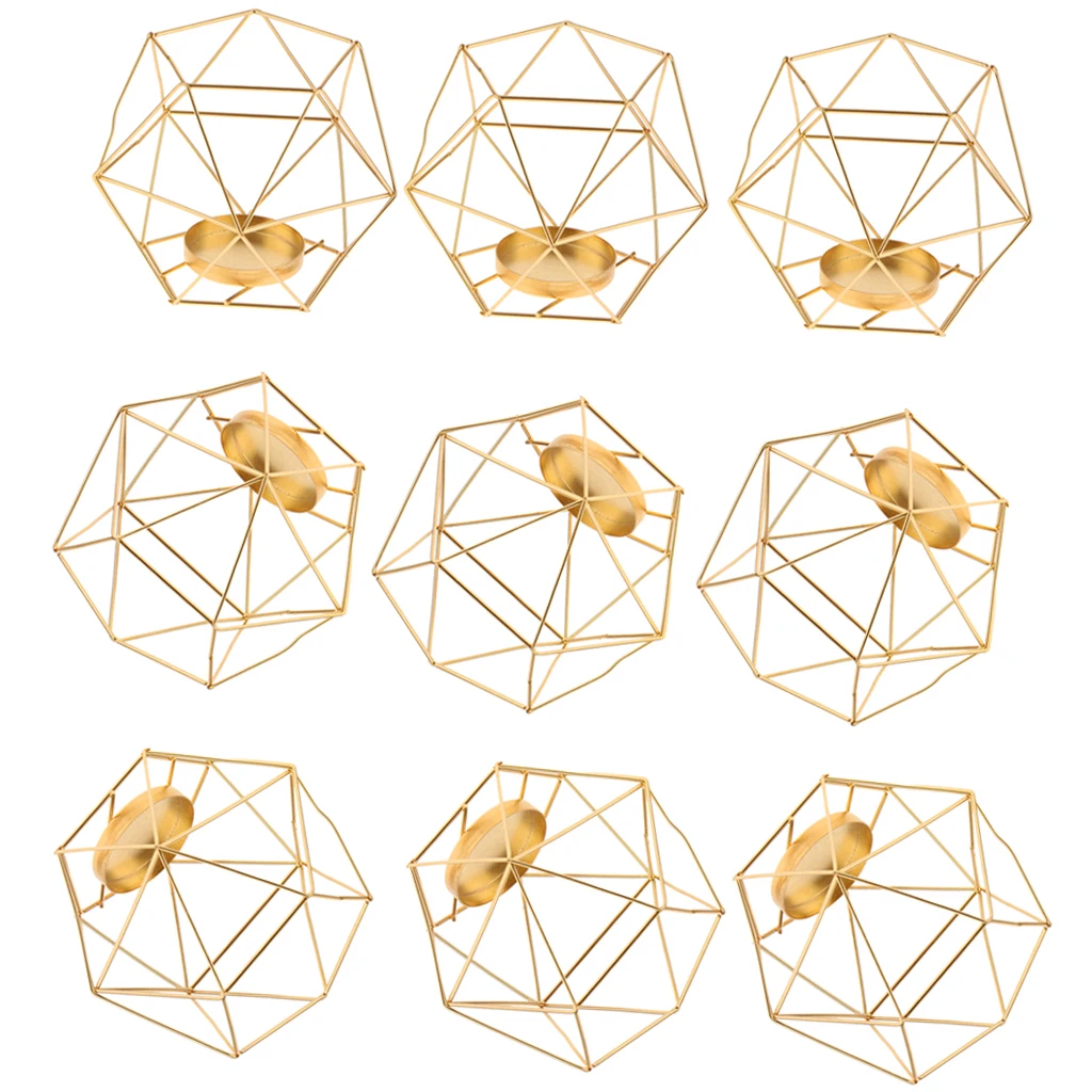 

9pcs Geometric Polished Tealight Candle Holder Table Top Centerpiece Weddings Events Parties Dinner Table Decor