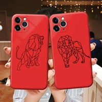 cartoon line animal lion deer phone case for iphone 6s 7 8 plus x xr xs 11 12 mini pro max silicone protective sleeve