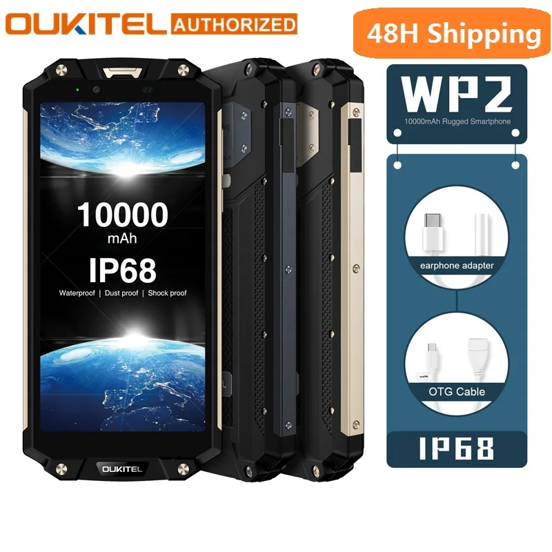 OUKITEL WP2 IP68 Водонепроницаемый NFC 4G LTE смартфон 10000 мАч 4 ГБ ОЗУ 64 Гб ПЗУ 6,0 дюймов 18:9 Восьмиядерный мобильный телефон с отпечатком пальца