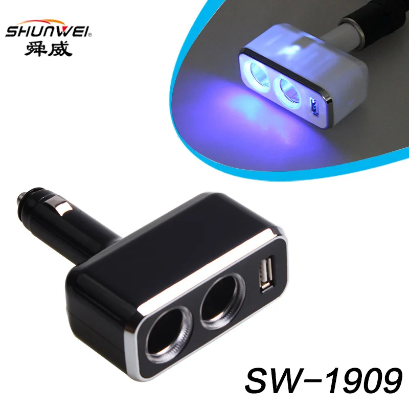 Дистрибьютор питания Shunwei 1 2 диапазона USB прикуриватель с возможностью поворота