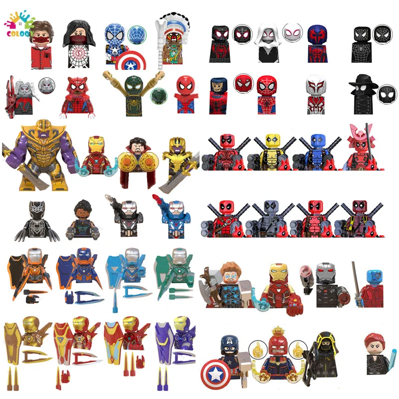 

Kids Toys Iron Man Mecha Figures Building Blocks Spider man Deedpool Bricks Hulk Mini Doll Toys For Children Birthday Gifts
