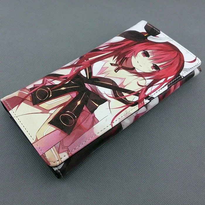 Цветной длинный кожаный кошелек с аниме датой и отделением для карт кнопками