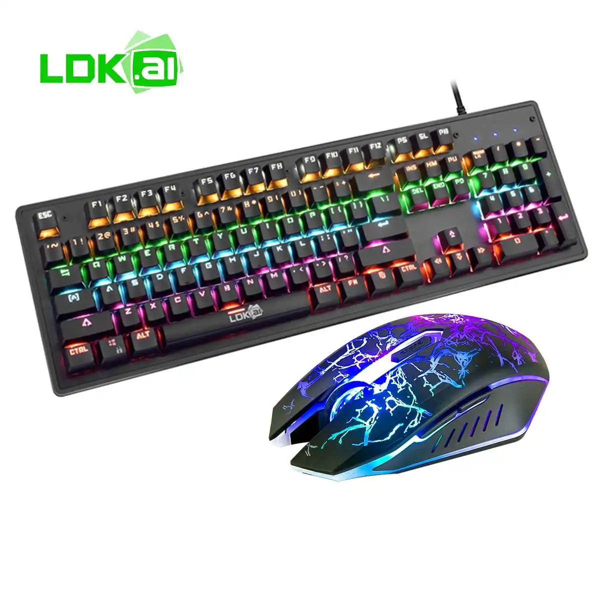 

Gaming Keyboard Mouse 104 Keys RGB Backlit Keyboards Mouse Combo Metal Gamer Keyboard For Tablet PC Laptop Desktop Computer