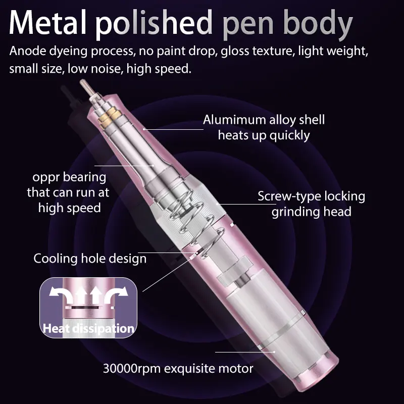 Сверло для ногтей 30000 об / мин Pro Маникюрный аппарат Аппарат маникюра Педикюрный