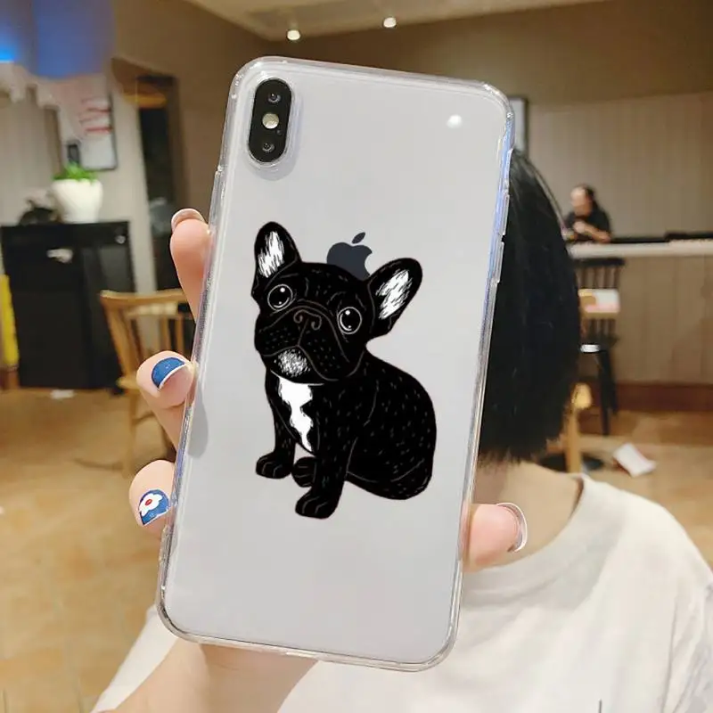 

Cute Brindle Frenchie Puppy Phone Case Transparent soft For iphone 5 5s 5c se 6 6s 7 8 11 12 plus mini x xs xr pro max