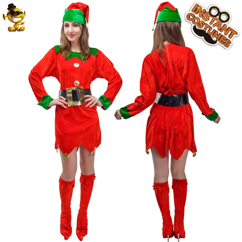 Женский костюм эльфа для взрослых Нарядное платье Рождественская вечеринка