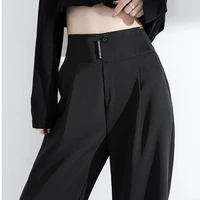plus size suit pants for women high waist wide leg pant suits fashion korean streetwear aesthetic bottoms clothes black trousers