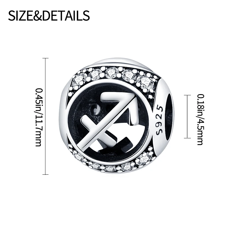 Серебряные Подвески plata из серии 12 созвездий подвески-бусины Стрелец подходят