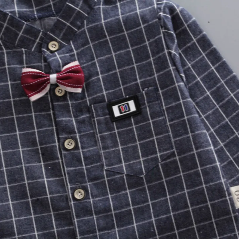 Plusign/Детские рубашки для мальчиков комбинезоны комплекты одежды клетчатые топы с