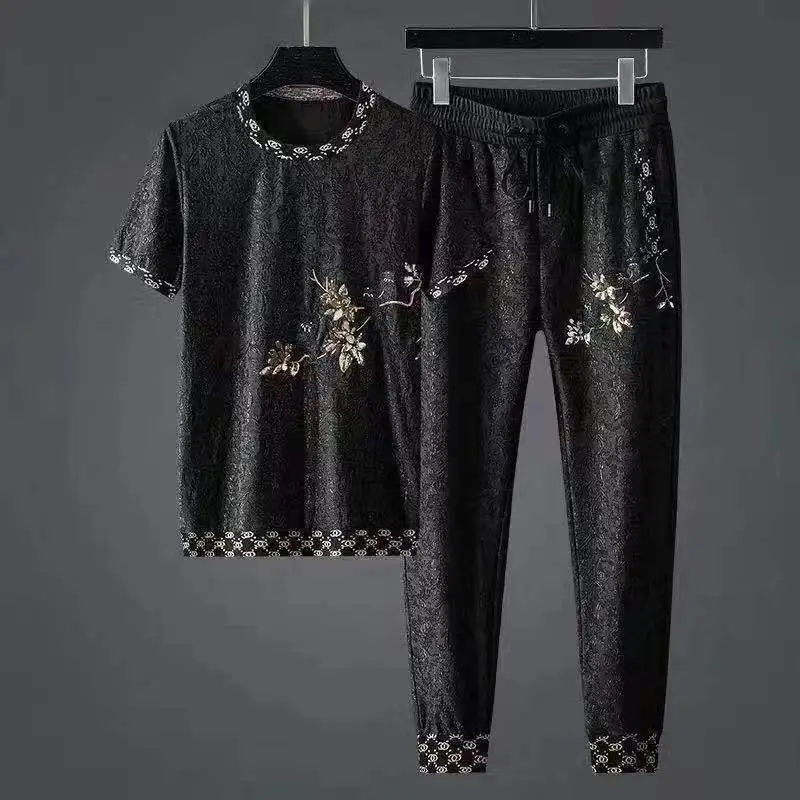 

men Tide brand casual suit men's summer loose Korean style trendy and handsome with a set of clothes men's sports two-piece suit