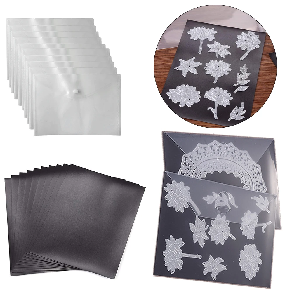 

10pcs/Set 0.3mm Magnetic Sheets Plastic Folder Bags For Storaging Stamps Organizer Holders Transparent Bags Embossing Process