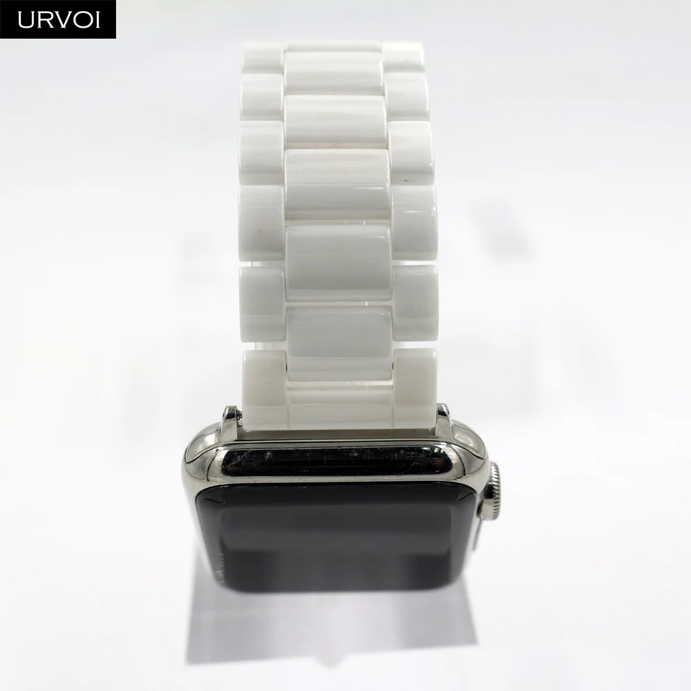 Ремешок керамический URVOI для Apple Watch series браслет iWatch 6 SE 5 4 3 2 1 блестящий