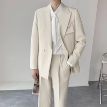 OIMG Men's dress suit casual loose suit two-piece fashion banquet suit suit suit (2)