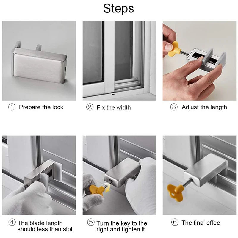 Раздвижные оконные замки 8 упаковок регулируемые алюминиевые дверные с кнопками