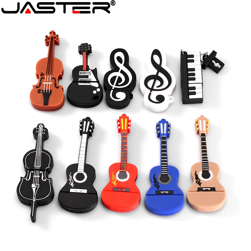 

JASTER Note white Cartoon memoria fashion usb flash drive usb 2.0 128GB 4GB 8GB 16GB 32GB 64GB Lovely Guitar Staff pen drive