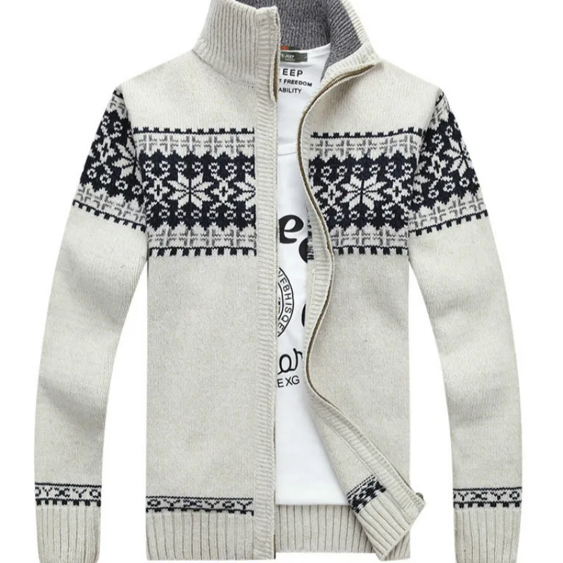 Мужской свитер новый модный жаккардовый толстый Осень зима теплый кардиган на