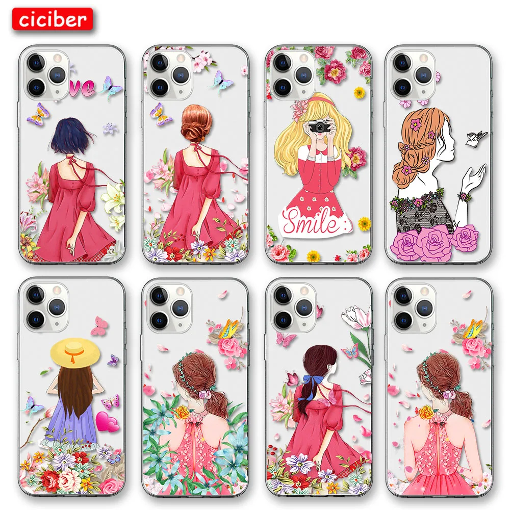 

Love Girl Case For iPhone 12 11 Pro Max Cover for iPhone X XR XS MAX 7 8 6 6S Plus 5S SE 2020 Soft Silicon TPU Phone Back Fundas