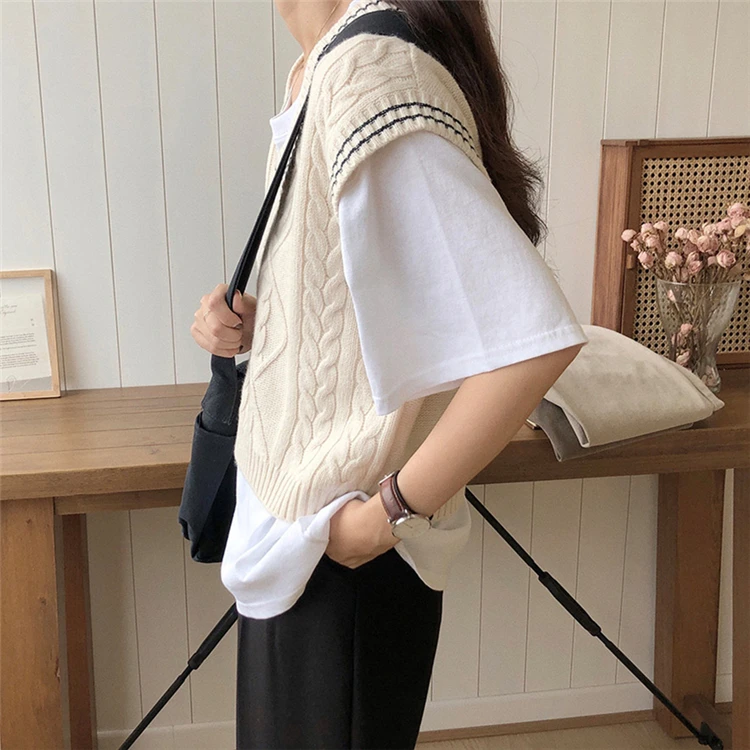 Женский трикотажный короткий жилет Colorfaith свитер без рукавов в минималистичном