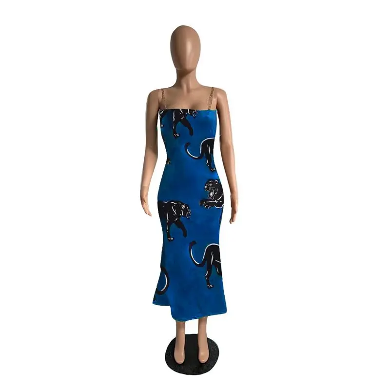

Aesthetic Graphics Printed Sling Maxi Dress Sexy Elegant Club Outfits for 2021 Fashion Women Summer Lounge Wear Clothes