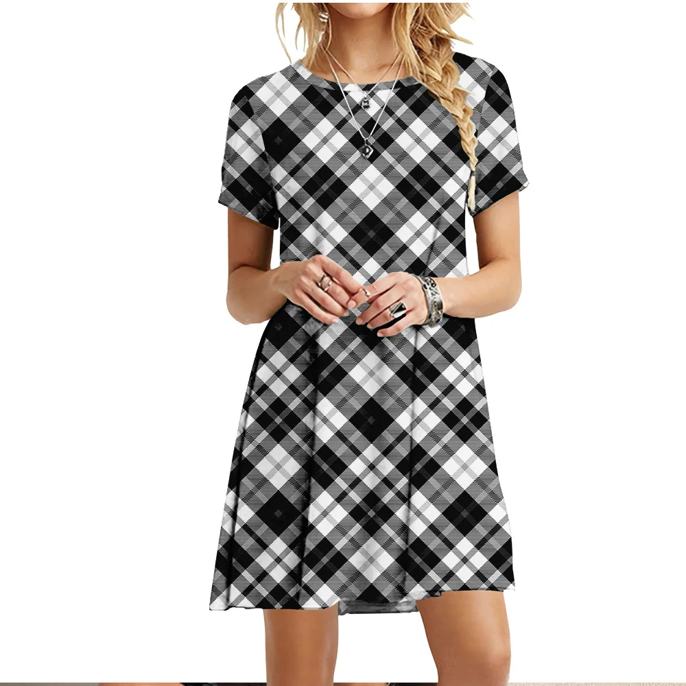 

Женские юбки с перекрестными краями, удобные городские платья, клетчатый принт, Свободные повседневные юбки.