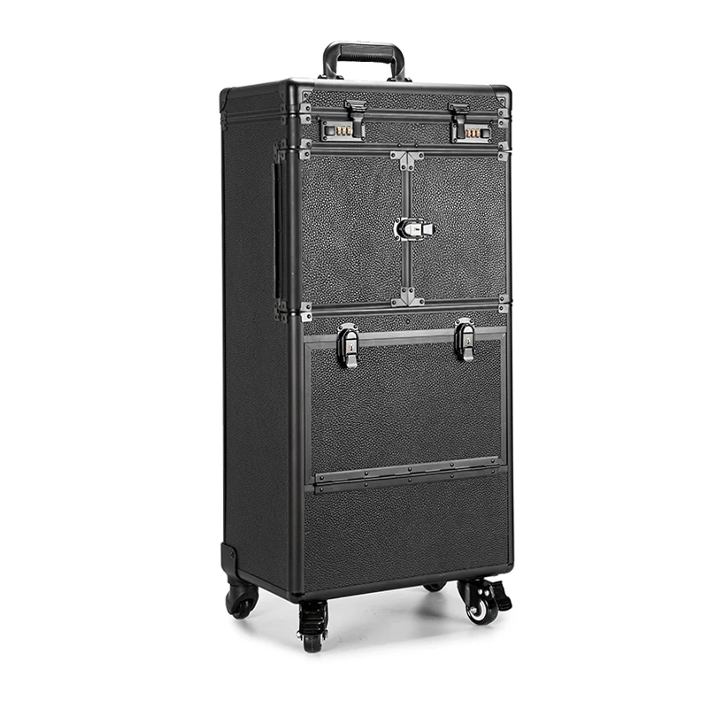 Large capacity Luggage for makeup Women Dresser Suitcase artist's Cosmetic Bag Make-up Case Aluminum frame toiletries box | Багаж и