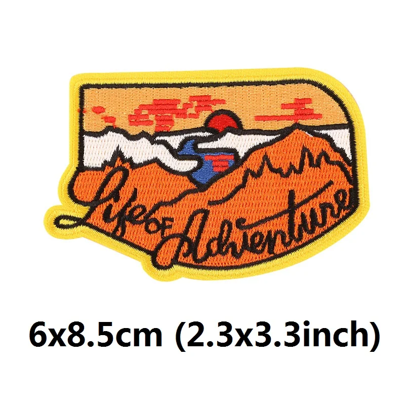 LIFE OF ADVENTURE Лагерь жизни вышитый патч Открытый Кемпинг природа любящий значок аппликация Железный пришить патч - Цвет: LIFE OF ADVENTURE