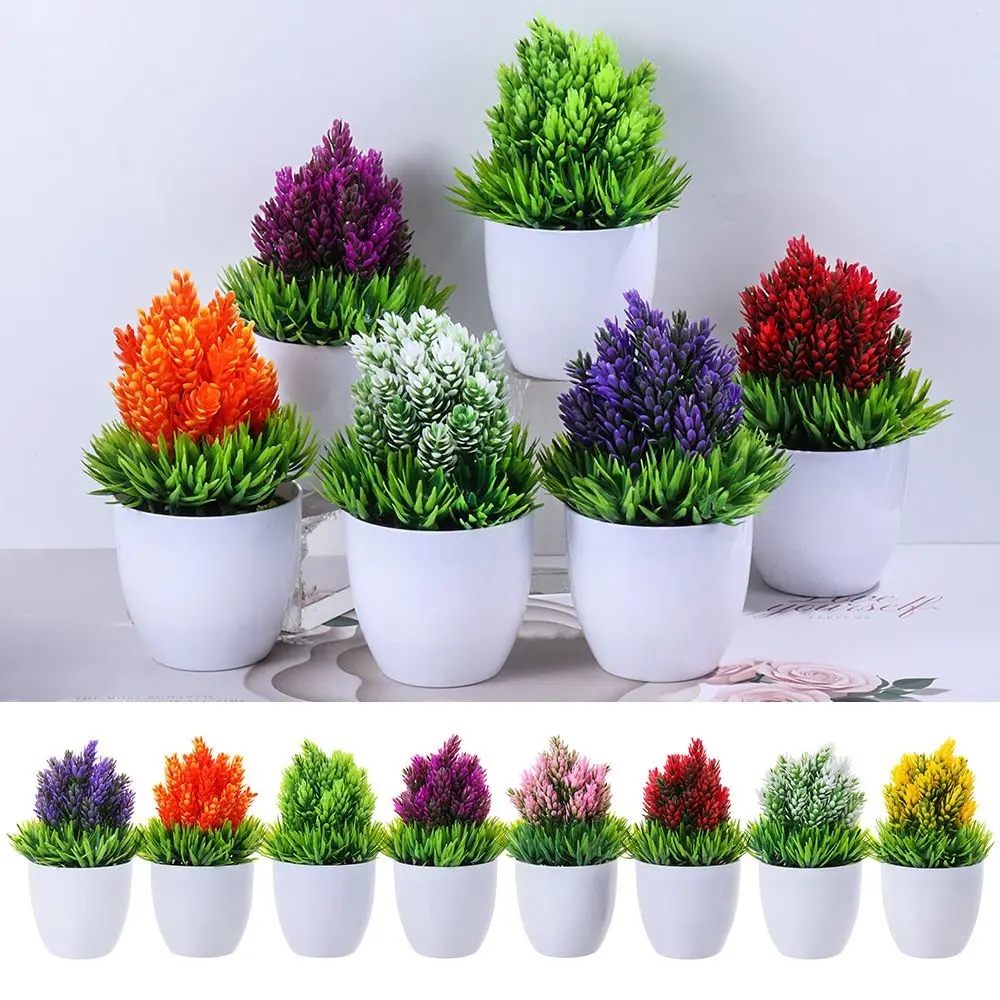 

Миниатюрная столовая красного цвета для офиса, искусственные цветы, уличный декор с горшками, искусственные растения