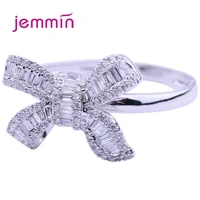 big bow knot anniversary cubic zirconia rings 925 sterling silver rings for women silver 925 jewelry fine jewelry