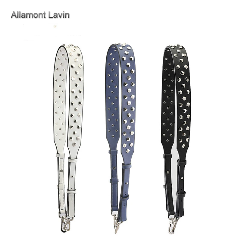 

Adjustable bag accessories women bag strap for women shoulder handbag wide rivet strap bag replacement straps tracolla per borsa