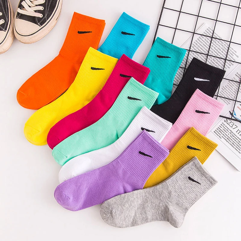 

Hot-selling Trend All-match Cotton Socks Fashion Pure Cotton Breathable Sports Ribbed Sock Personalized Candy Color Couple Socks