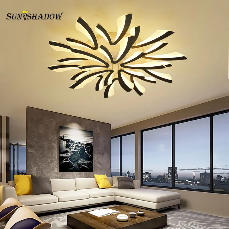 Светодиодный внутреннее освещение люстры для гостиной спальни столовой черная и