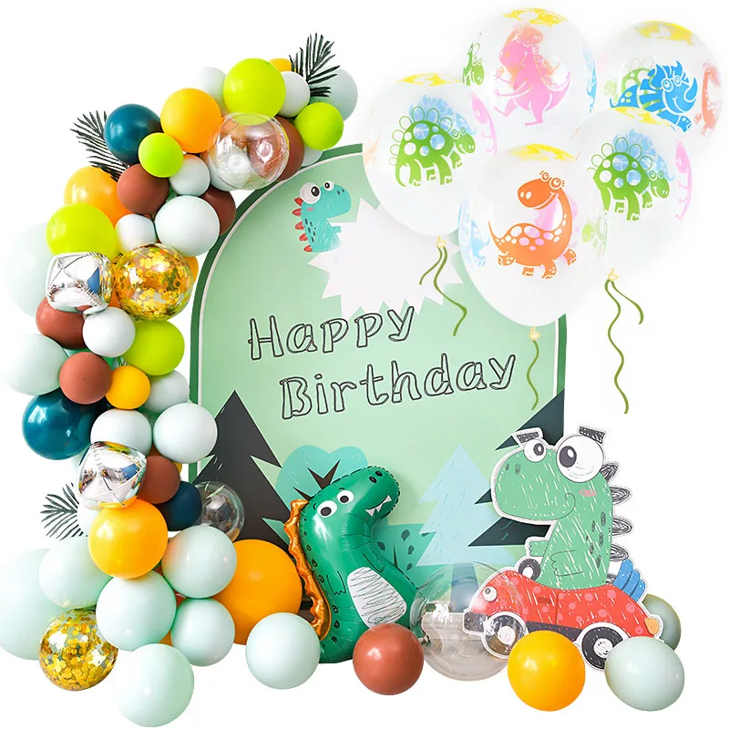 Dino Birthday Balloons Green Number Foil Balloon Dinosaur Jungle Wild Animals Party Latex Kids Baby Shower Decor Globos | Дом и сад