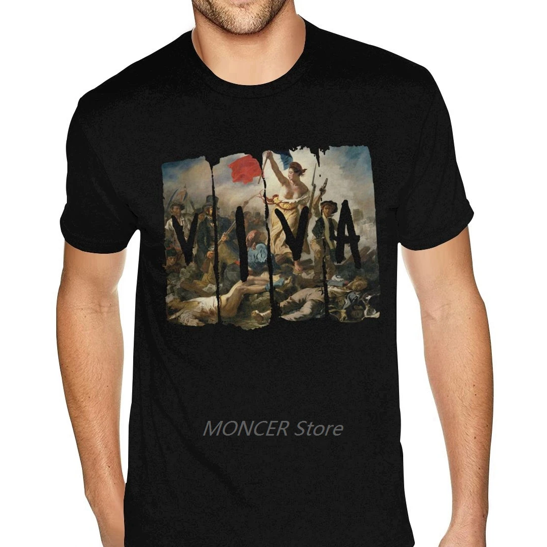 

Printed Viva La Vida Shirts for Men Custom Print Short Sleeve Black Round Neck Shirt