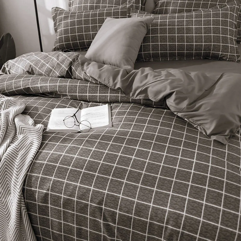 Комплект постельного белья в шотландскую клетку из полиэстера 3/4 шт.|Комплекты
